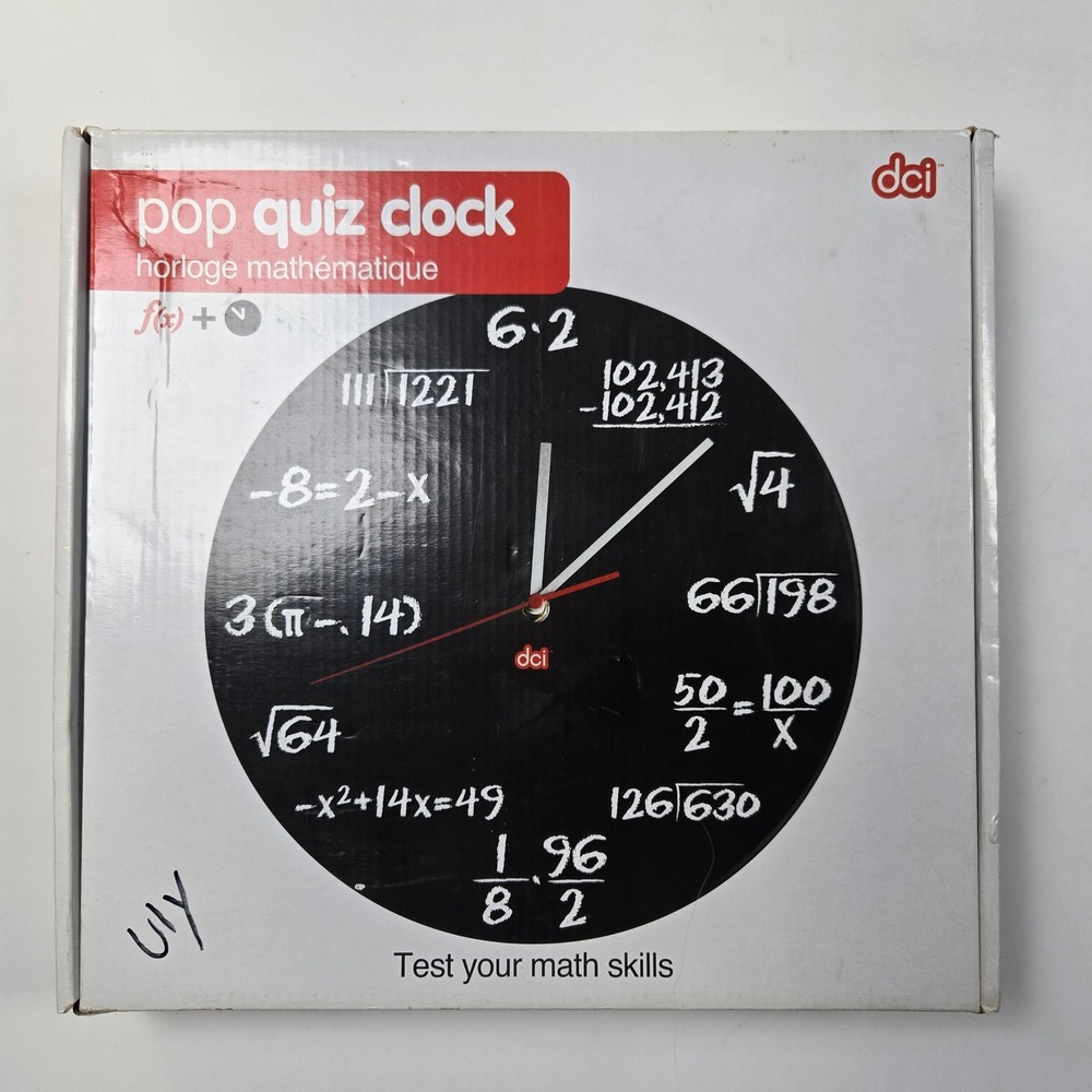 dci Pop Quiz Clock 11.5 Black Math Equations Wall Decor Teacher Gift